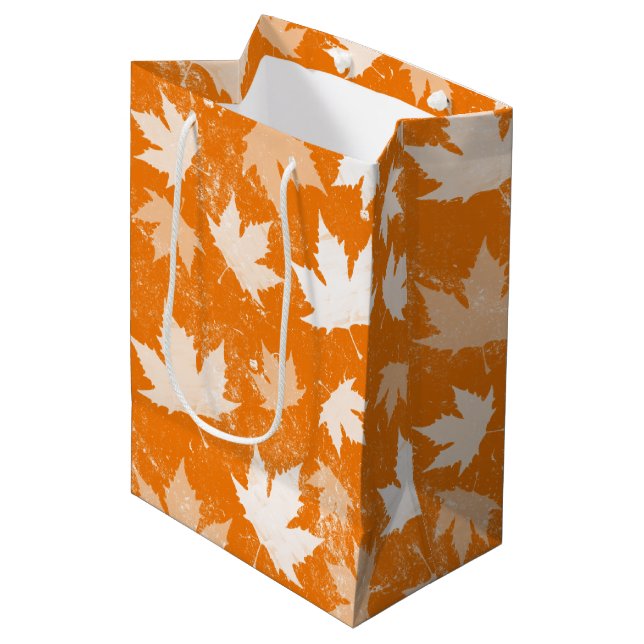 Rustic Autumn Fall Leaves Pattern  Medium Gift Bag (Front Angled)