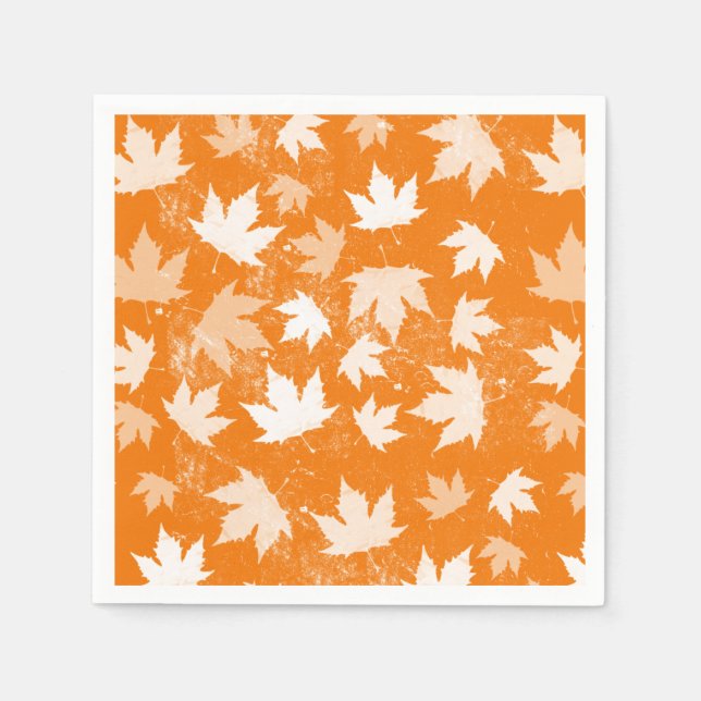 Rustic Autumn Fall Leaves Pattern  Napkins (Front)