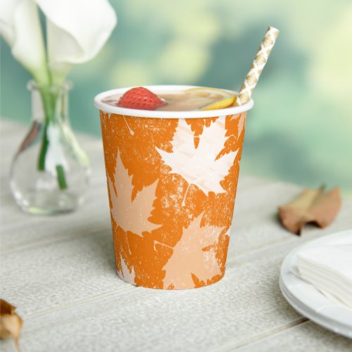 Rustic Autumn Fall Leaves Pattern Paper Cups