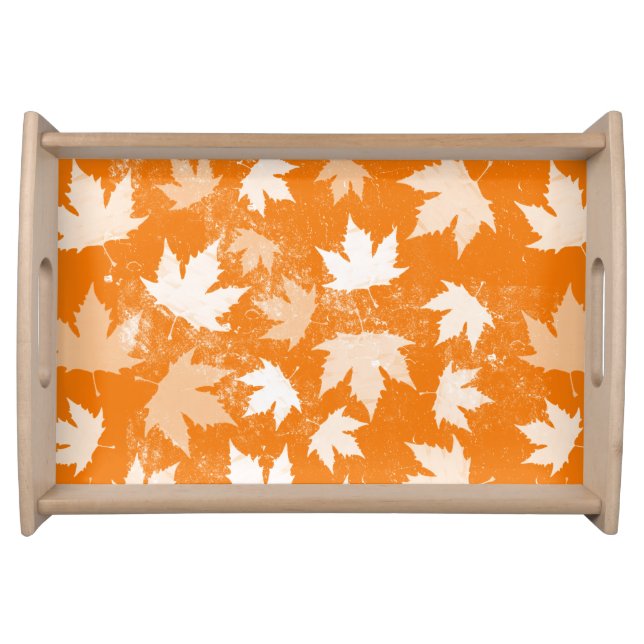 Rustic Autumn Fall Leaves Pattern  Serving Tray (Front)