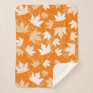 Rustic Autumn Fall Leaves Pattern  Sherpa Blanket