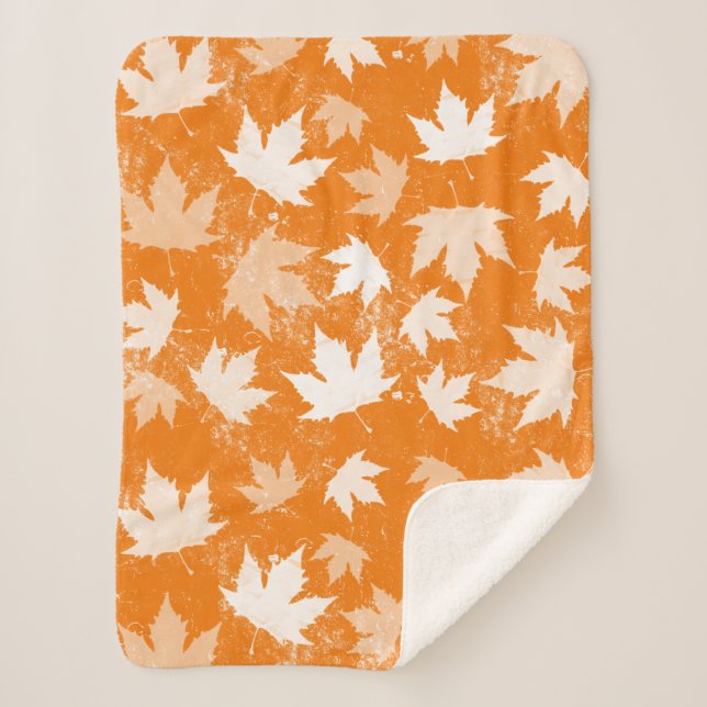 Rustic Autumn Fall Leaves Pattern  Sherpa Blanket (Front)