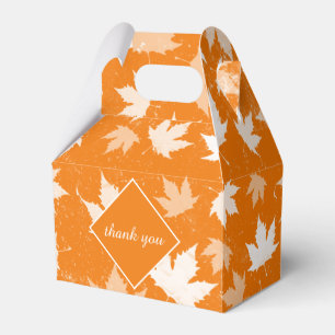 Rustic Autumn Fall Leaves Pattern Thank You Favor Boxes