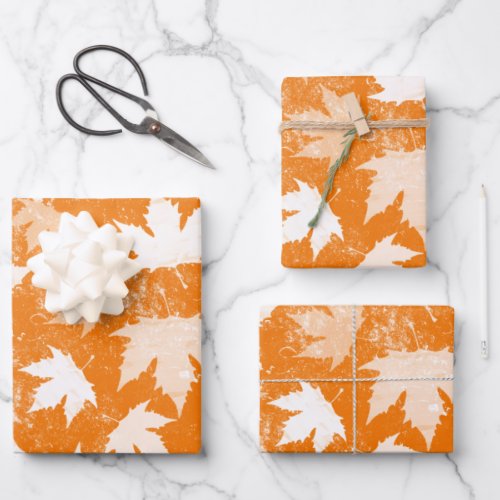 Rustic Autumn Fall Leaves Pattern  Wrapping Paper Sheets