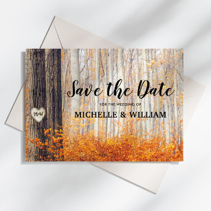 Rustic Autumn Fall Leaves Save the Date Announcement Postcard