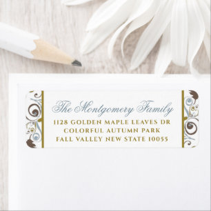 Rustic Autumn / Fall Leaves Swirls Holiday Address Label