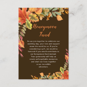 Rustic Autumn Fall Leaves Wedding Honeymoon Fund Enclosure Card