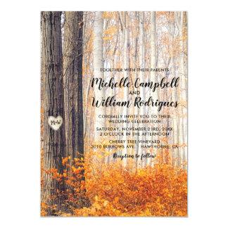 Rustic Autumn Fall Leaves Wedding Invitation