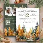 Rustic Autumn Fall Pine Trees QR Code Wedding Invitation<br><div class="desc">Amaze your guests with this all in one forest theme wedding invite featuring beautiful pine trees and modern typography with QR code for online RSVP. Simply add your event details on this easy-to-use template and adorn this card with your favorite photos to make it a one-of-a-kind invitation.</div>