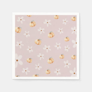 Rustic Autumn Fall Pumpkin and Daisy Baby shower Napkins