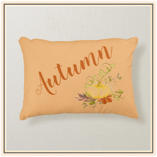 Rustic Autumn Fall Pumpkin and Foliage Accent Pillow