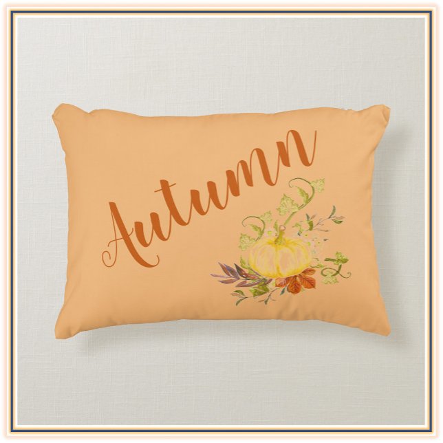 Rustic Autumn Fall Pumpkin and Foliage Accent Pillow (Creator Uploaded)