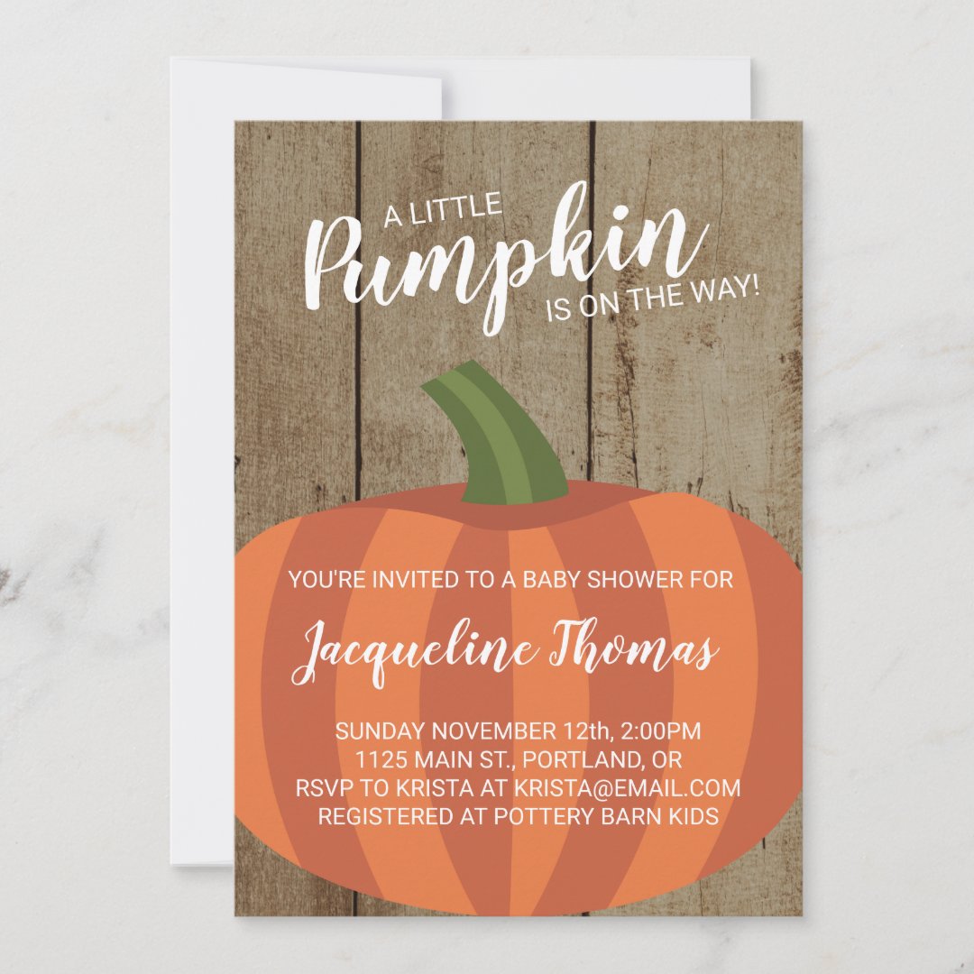 Rustic Autumn Fall Pumpkin Baby Shower Invitation | Zazzle