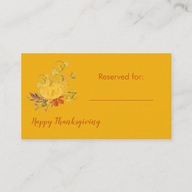 Rustic Autumn Fall Pumpkin Color Thanksgiving  Place Card (Front)