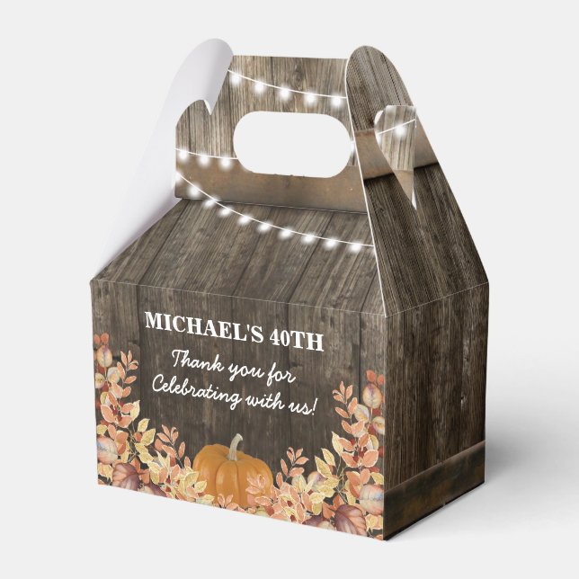 Rustic Autumn Fall Pumpkin Thank You Favor Box (Front Side)