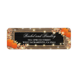 Rustic Autumn Fall Pumpkin Wedding Label