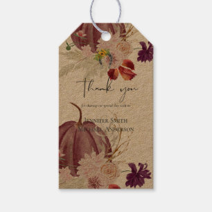 Rustic Autumn Fall Pumpkins Figs Flowers Wedding Gift Tags
