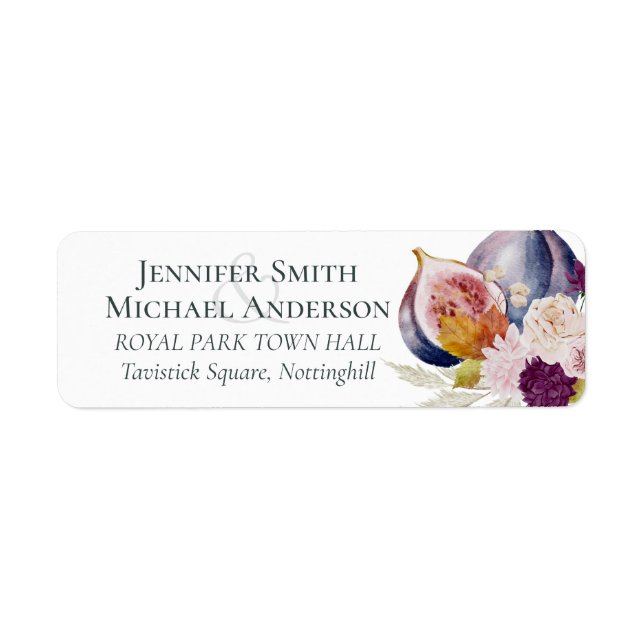 Rustic Autumn Fall Pumpkins Figs Flowers Wedding Label (Front)