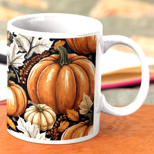 Rustic Autumn Fall Pumpkins Foliage Pattern Coffee Mug