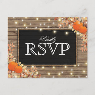 Rustic Autumn Fall Response   Pumpkin Wedding RSVP Invitation Postcard