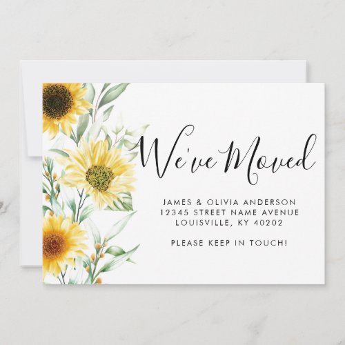 Rustic Autumn Fall Sunflower Weve Moved Moving Announcement