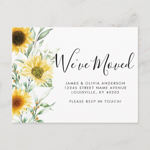 Rustic Autumn Fall Sunflower Weve Moved Moving Announcement Postcard