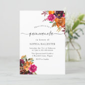 Rustic Autumn Fall Watercolor Flowers Quinceanera Invitation (Standing Front)