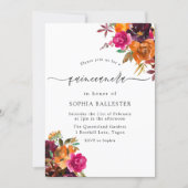 Rustic Autumn Fall Watercolor Flowers Quinceanera Invitation (Front)