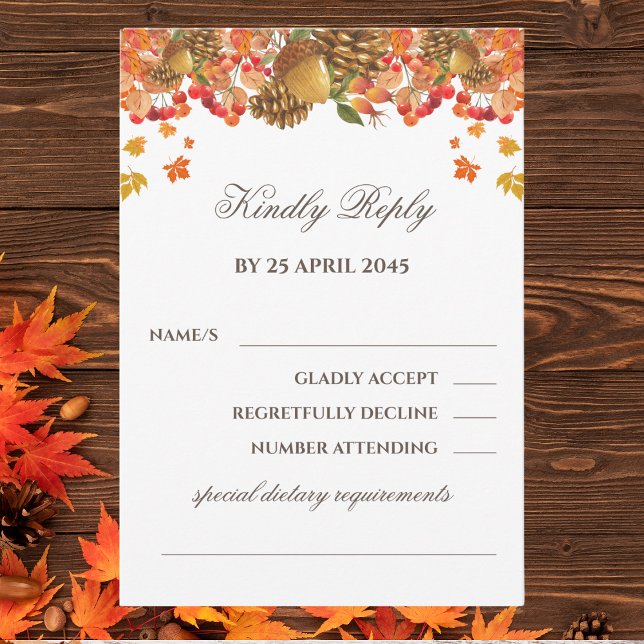 Rustic Autumn Fall Wedding RSVP Card  (Creator Uploaded)