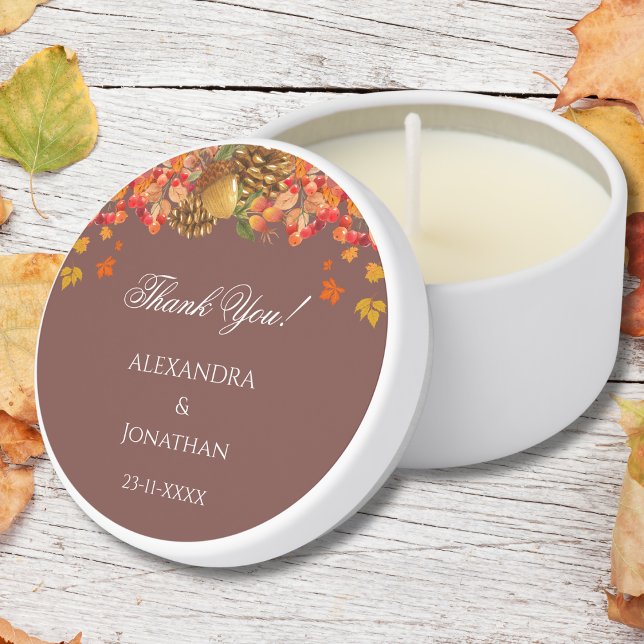 Rustic Autumn Fall Wedding Thank You Mini Candle Favors (Creator Uploaded)