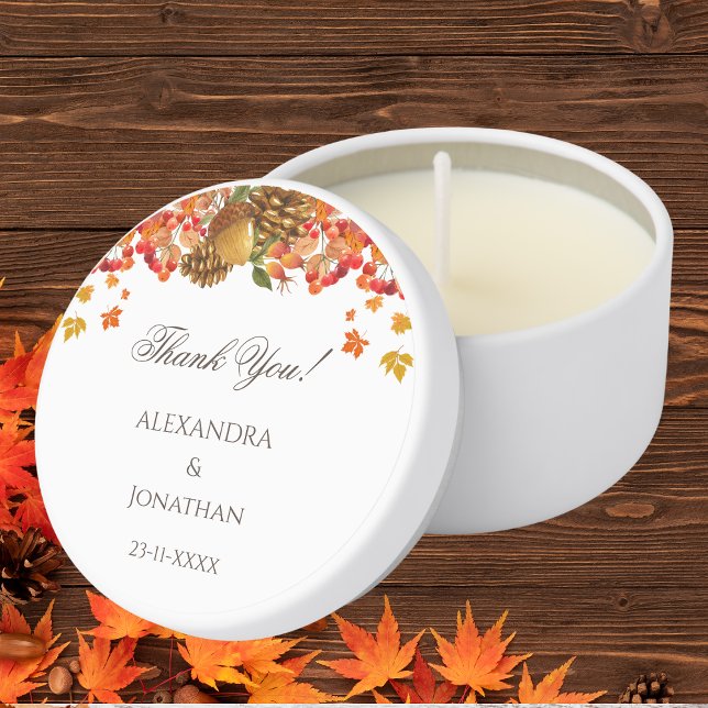Rustic Autumn Fall Wedding Thank You Mini Candle Favors (Creator Uploaded)
