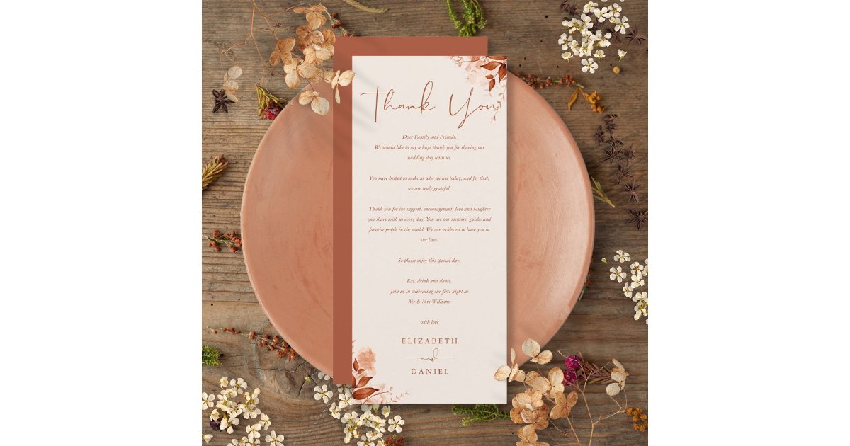 Rustic Autumn Fall Wedding Thank You Place Card | Zazzle