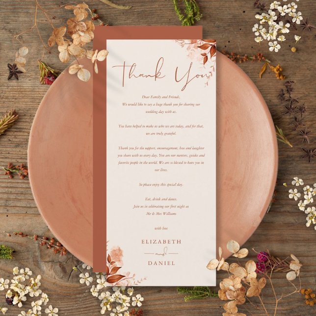 Rustic Autumn Fall Wedding Thank You Place Card (Rustic Autumn Fall Wedding Thank You Place Card)