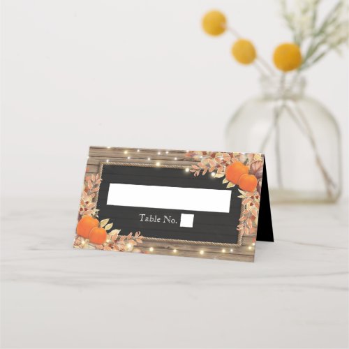 Rustic Autumn Fall Wood Barn Wedding Place Card