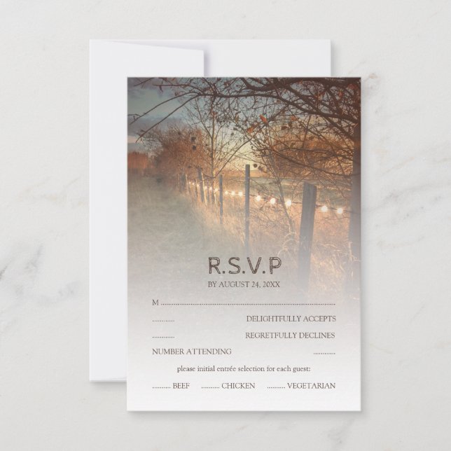 Rustic Autumn Farm Country Fall Wedding RSVP (Front)