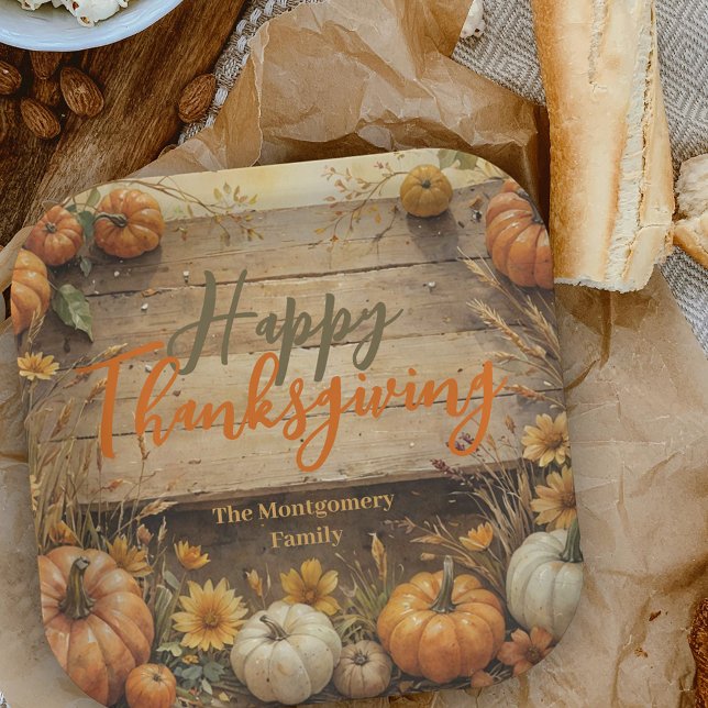 Rustic Autumn Farmhouse Style Thanksgiving  Paper Plates (Creator Uploaded)