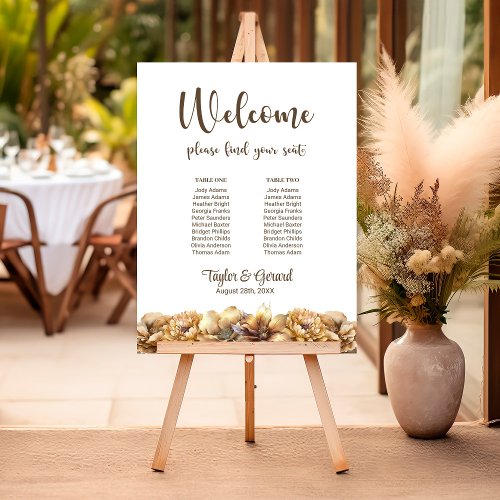 Rustic Autumn Floral 2 Table Wedding Seating Chart Foam Board