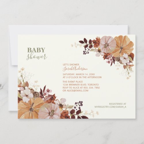 Rustic Autumn Floral Baby Shower Invitation