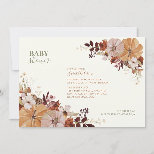 Rustic Autumn Floral Baby Shower Invitation (Front)