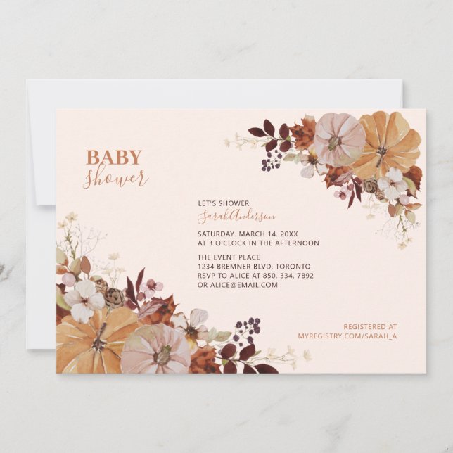 Rustic Autumn Floral Baby Shower Invitation (Front)