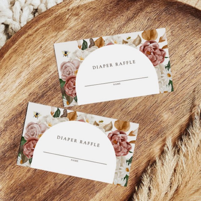 Rustic Autumn Floral | Boho Diaper Raffle Shower Enclosure Card (Creator Uploaded)
