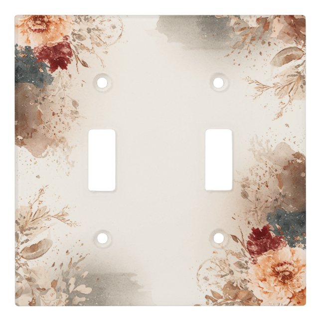 Rustic Autumn Floral Botanical Frame Light Switch Cover (Front)