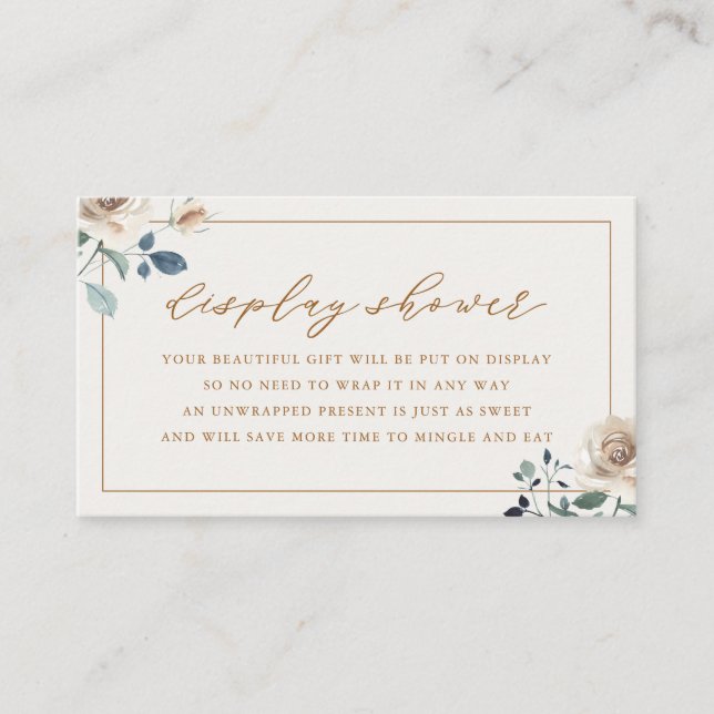 Rustic Autumn Floral Bridal Display Shower Enclosure Card (Front)