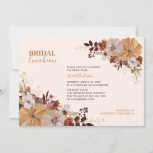 Rustic Autumn Floral Bridal Luncheon Shower Invitation