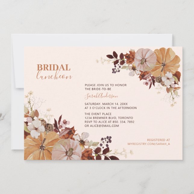 Rustic Autumn Floral Bridal Luncheon Shower Invitation (Front)