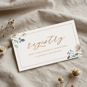 Rustic Autumn Floral Bridal Shower Gift Registry Enclosure Card