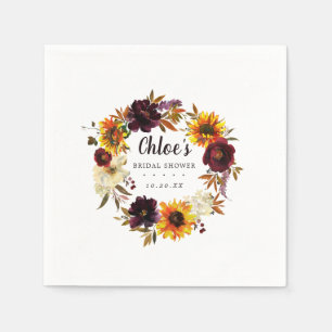 Rustic Autumn Floral Bridal Shower Napkins