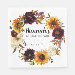 Rustic Autumn Floral Bridal Shower Napkins