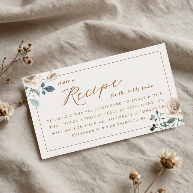 Rustic Autumn Floral Bridal Shower Recipe Request Enclosure Card (Creator Uploaded)