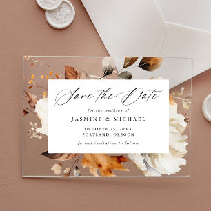 Rustic Autumn Floral Calligraphy Save the Date